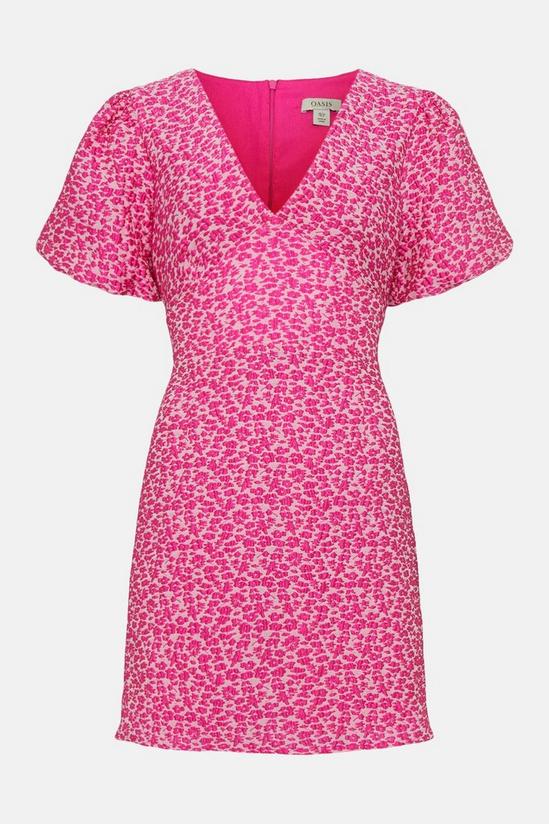 Oasis Floral Jacquard Puff Sleeve Mini Dress 4