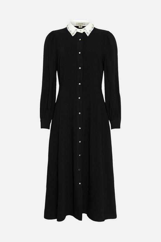 Oasis Embellished Collared Long Sleeve Midi Dress 4