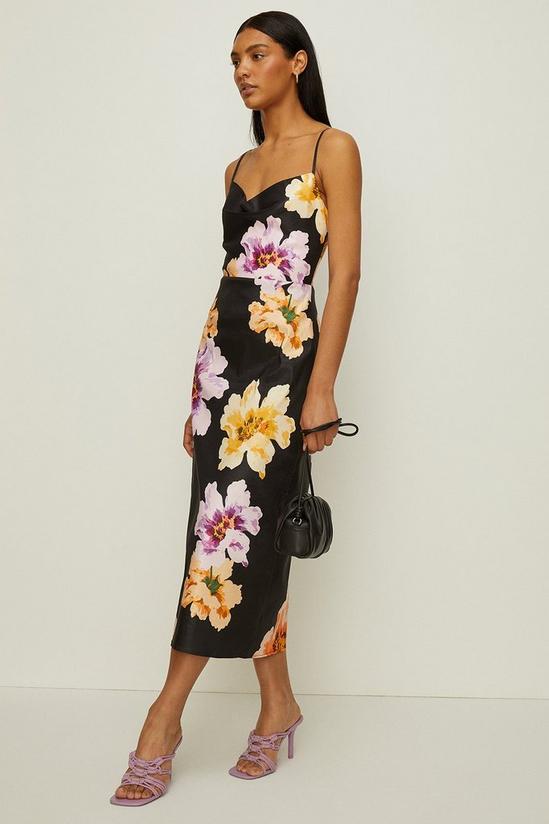 Oasis Oversized Floral Cowl Strappy Midi Dress 2