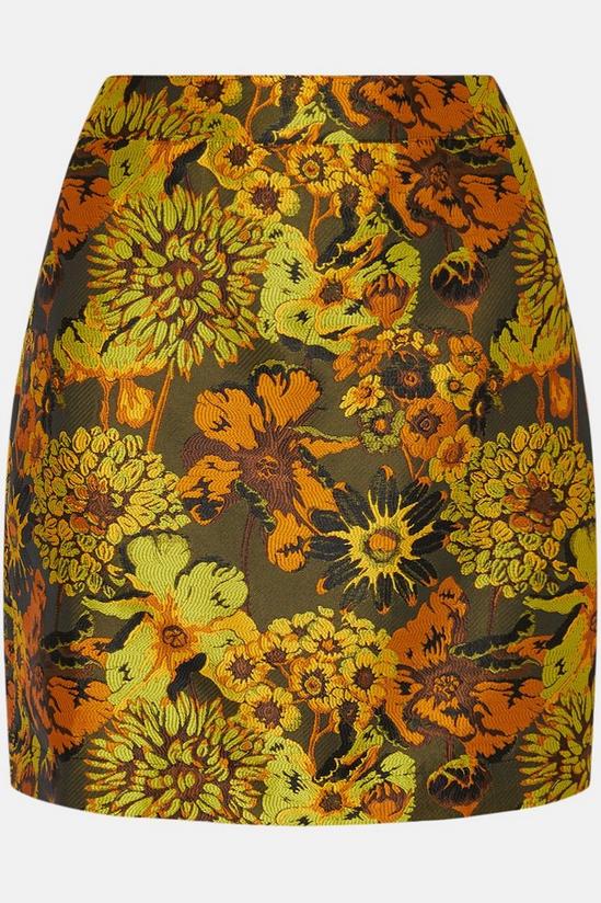Oasis Large Floral Jacquard A Line Skirt 4