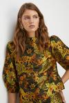 Oasis Puff Sleeve Large Floral Jacquard Top thumbnail 2