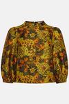 Oasis Puff Sleeve Large Floral Jacquard Top thumbnail 4