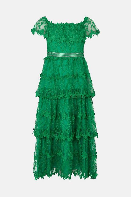 Oasis Lace Tiered Frill Bardot Midi Dress 4