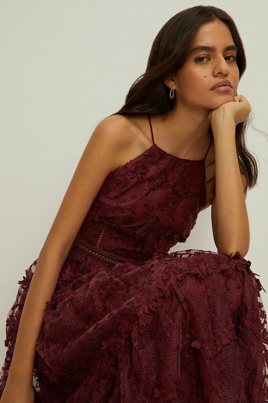 Oasis Lace Tiered Halter Neck Midi Dress 2