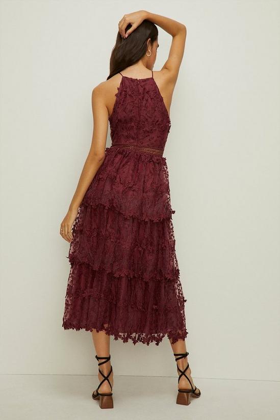 Oasis Lace Tiered Halter Neck Midi Dress 3