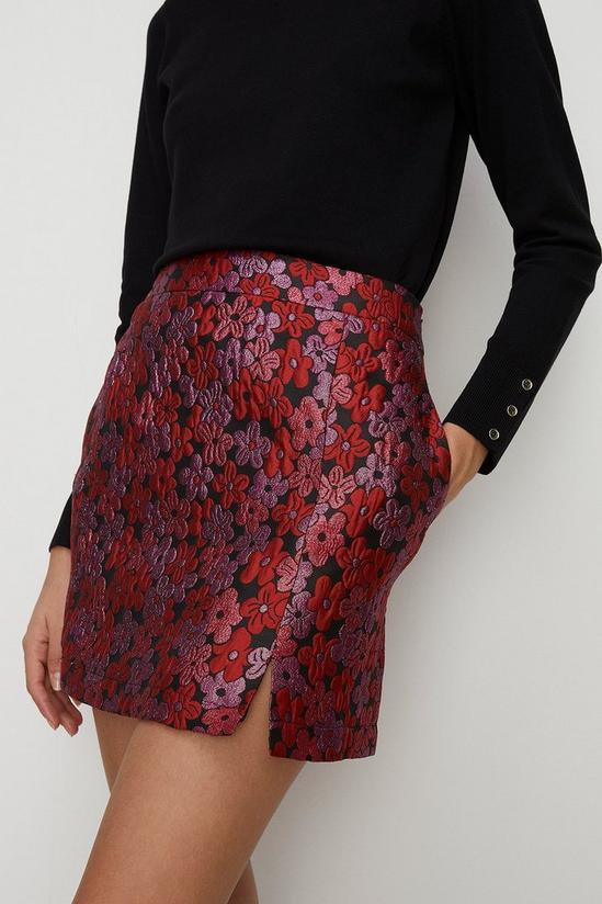 Oasis Flower Jacquard Aline Split Skirt 2