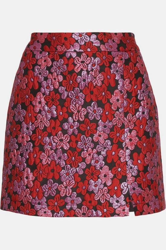 Oasis Flower Jacquard Aline Split Skirt 4