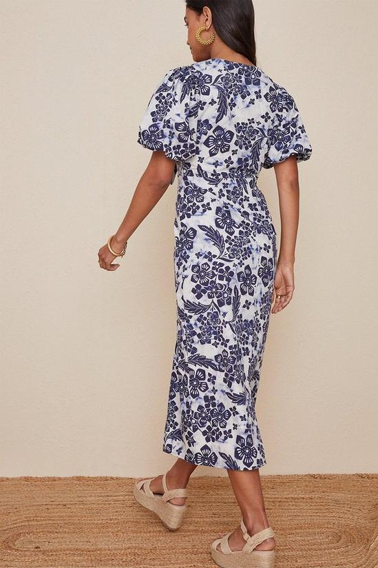 Oasis Petite Tie Front Floral Printed Midi Dress 3