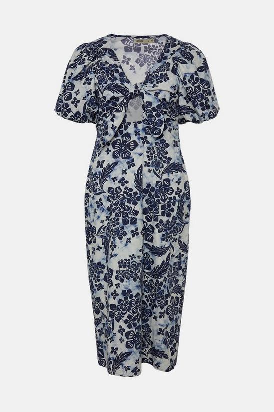 Oasis Petite Tie Front Floral Printed Midi Dress 4