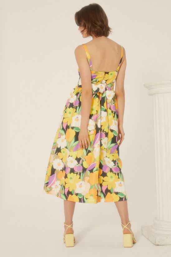 Oasis Graphic Floral Bow Back Midi Dress 3