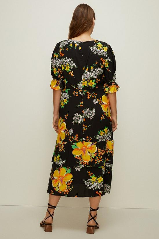 Oasis Plus Size Bright Bloom Print Puff Sleeve Dress 3