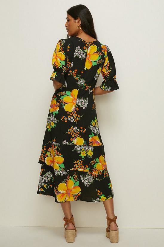 Oasis Petite Bright Bloom Print Puff Sleeve Dress 3