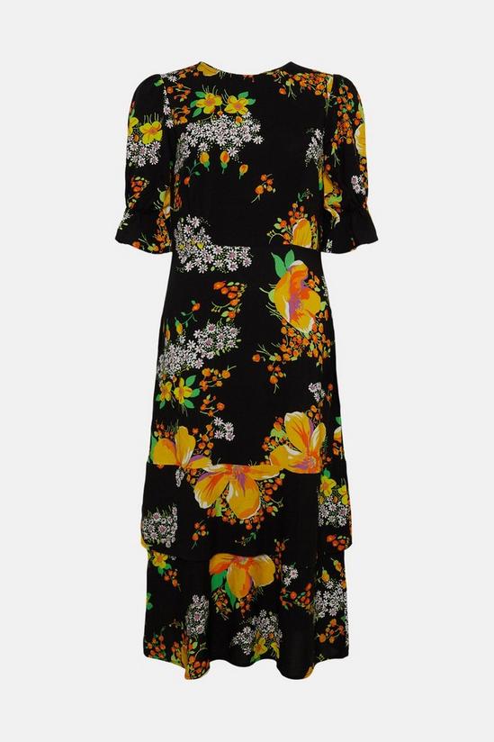 Oasis Bright Bloom Print Puff Sleeve Midi Dress 4