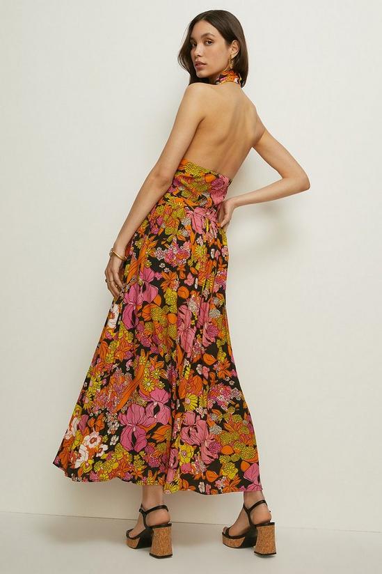 Oasis Colourful Floral Side Split Halter Maxi Dress 3