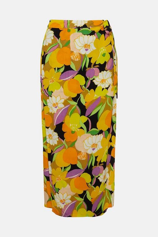 Oasis Petite Graphic Floral Tie Wrap Midi Skirt 4