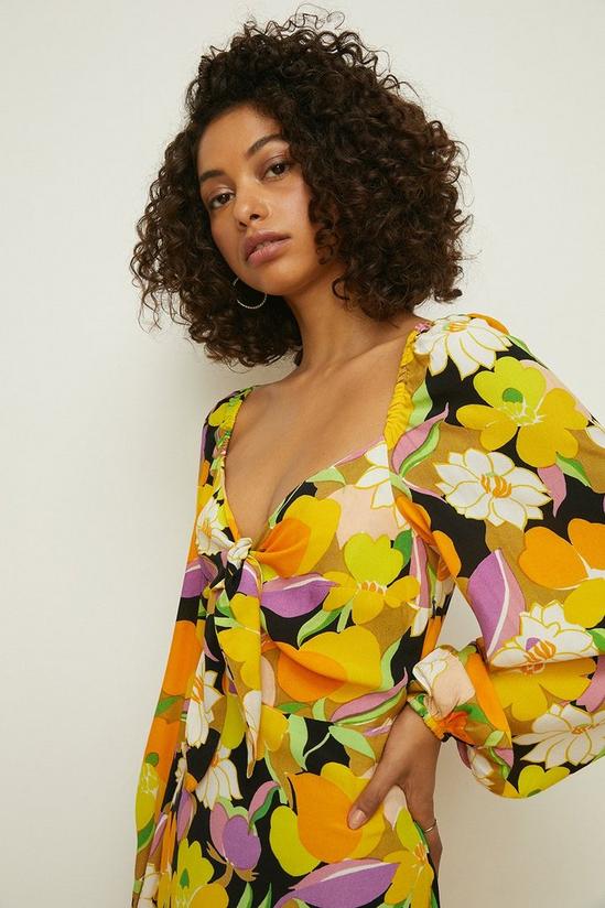 Oasis Petite Graphic Floral Tie Front Midi Dress 2