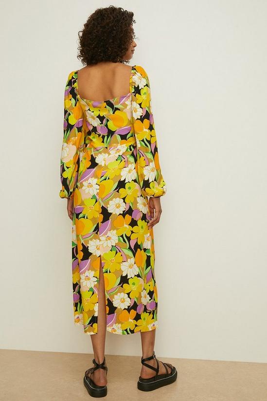 Oasis Petite Graphic Floral Tie Front Midi Dress 3