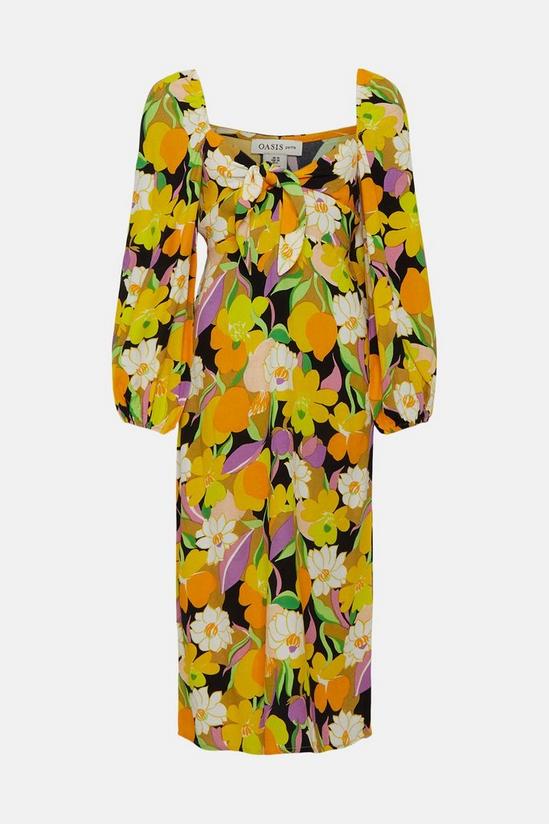 Oasis Petite Graphic Floral Tie Front Midi Dress 4