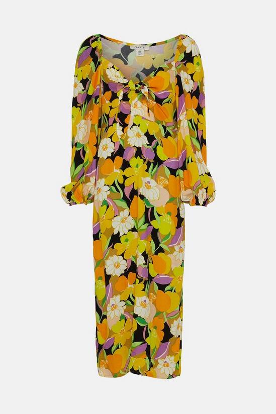 Oasis Graphic Floral Tie Front Midi Dress 4