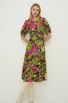 Oasis Petite Frill Ruffle Colourful Floral Dress thumbnail 1