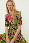 Oasis Petite Frill Ruffle Colourful Floral Dress thumbnail 2