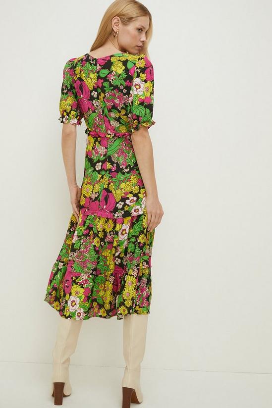 Oasis Petite Frill Ruffle Colourful Floral Dress 3