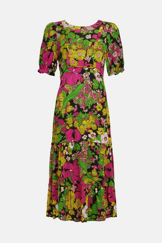 Oasis Petite Frill Ruffle Colourful Floral Dress 4