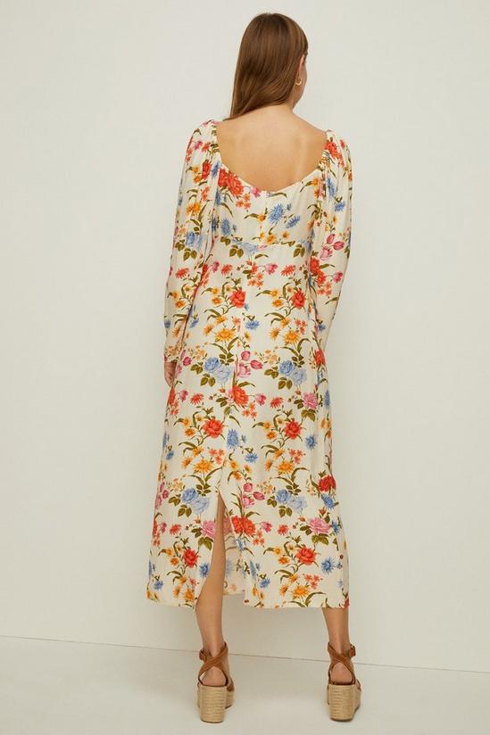 Oasis Stem Floral Volume Sleeve Midi Dress 3