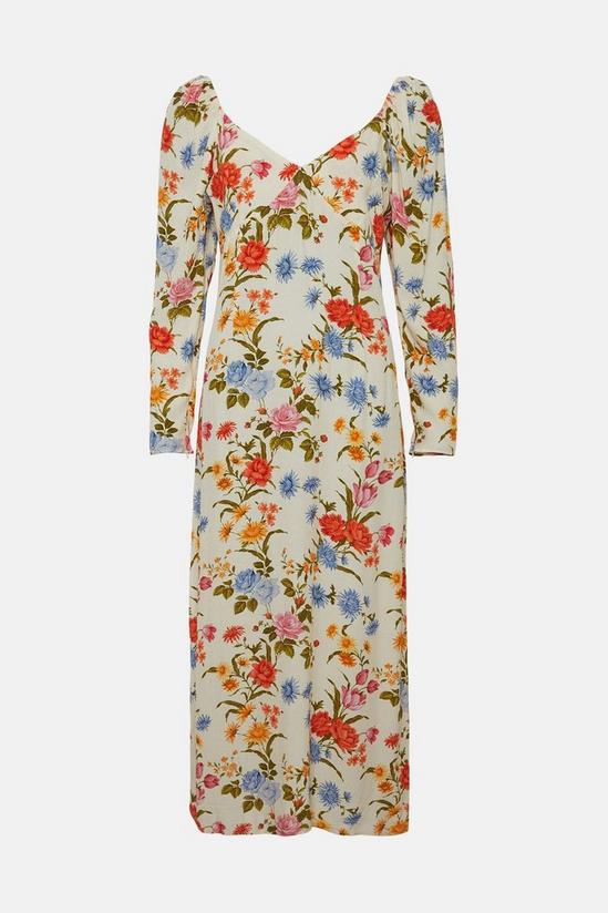 Oasis Stem Floral Volume Sleeve Midi Dress 4