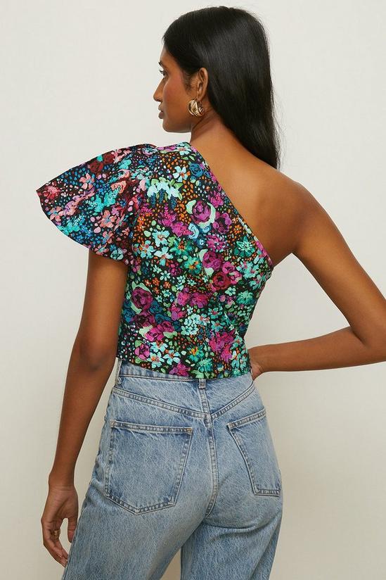 Oasis Floral Print Woven Mix One Shoulder Top 3