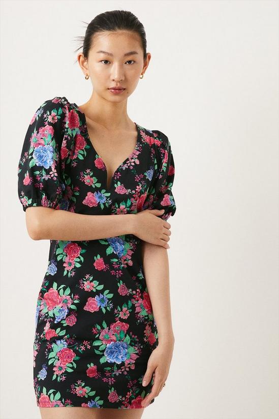 Oasis Petite Floral Print Sleeve Mini Dress 1