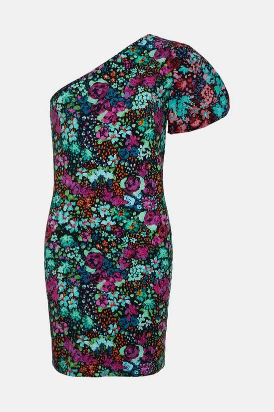 Oasis Floral Print Woven One Shoulder Mini Dress 4