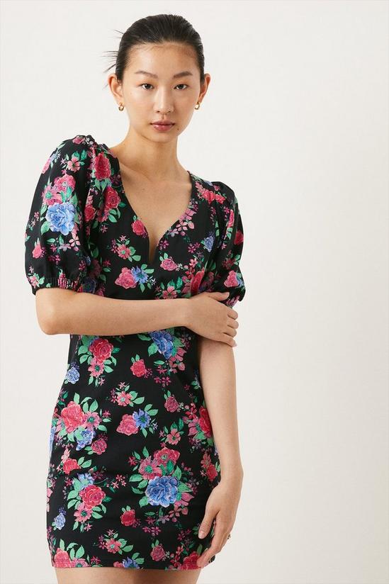 Oasis Floral Print Puff Sleeve Mini Dress 1