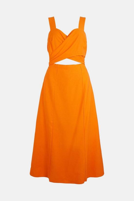 Oasis Linen Look Wrap Over Midi Dress 4