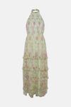 Oasis Floral Halter Neck Tiered Mesh Maxi Dress thumbnail 4