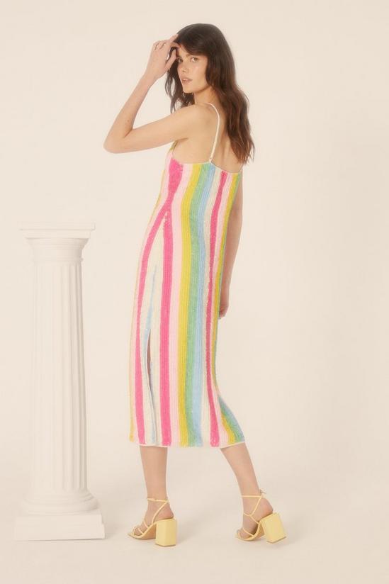 Oasis Rainbow Stripe Sequin Slip Midi Dress 3