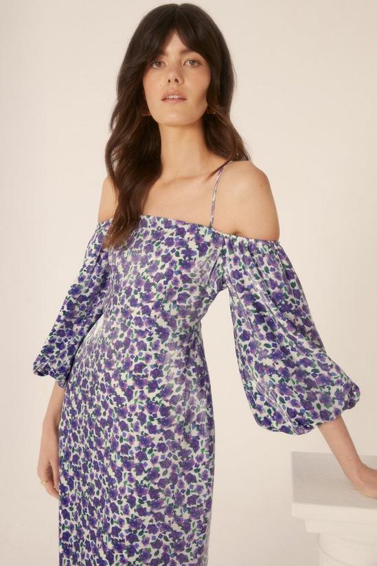 Oasis Shimmer Ditsy Printed Bardot Midi Dress 2