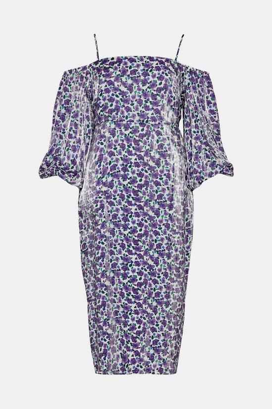 Oasis Shimmer Ditsy Printed Bardot Midi Dress 4