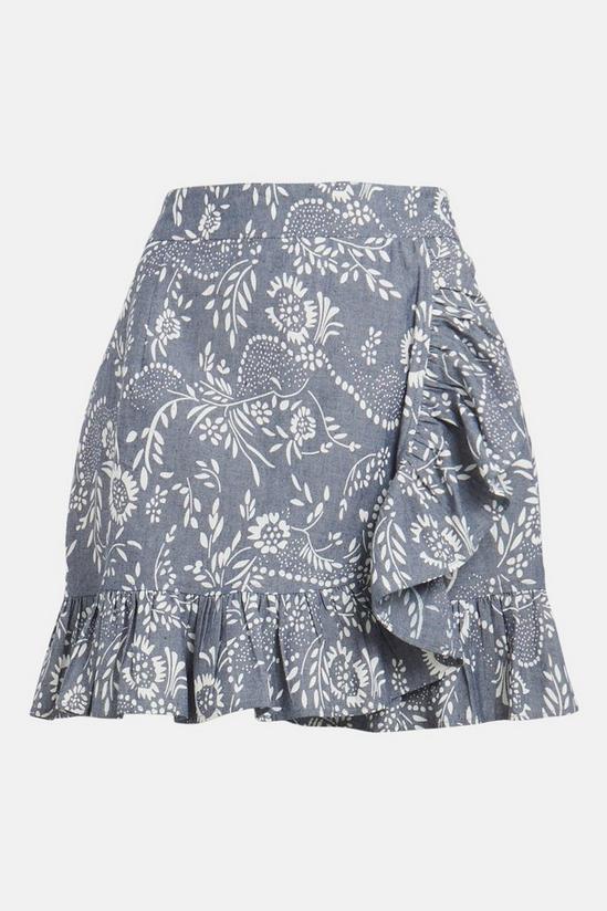 Oasis Printed Ruffle Wrap Mini Skirt 4