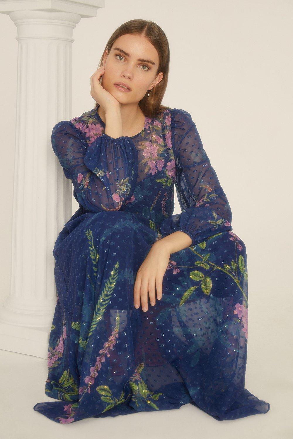 Oasis navy floral dress best sale