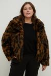 Oasis Plus Size Animal Faux Fur Collared Coat thumbnail 2