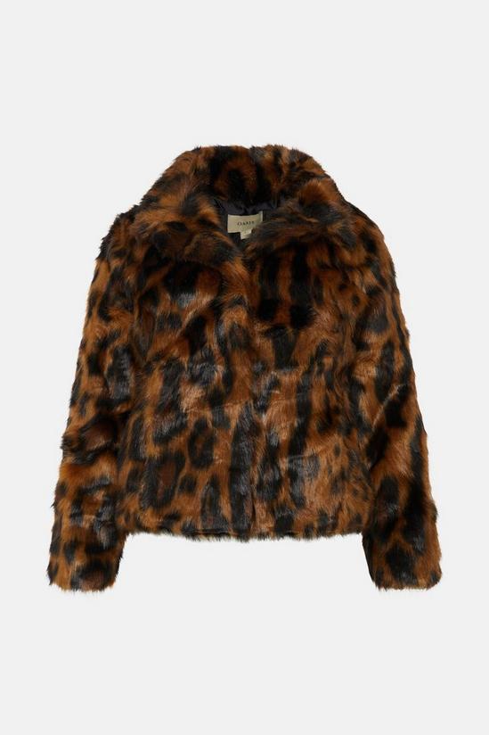 Oasis Plus Size Animal Faux Fur Collared Coat 4