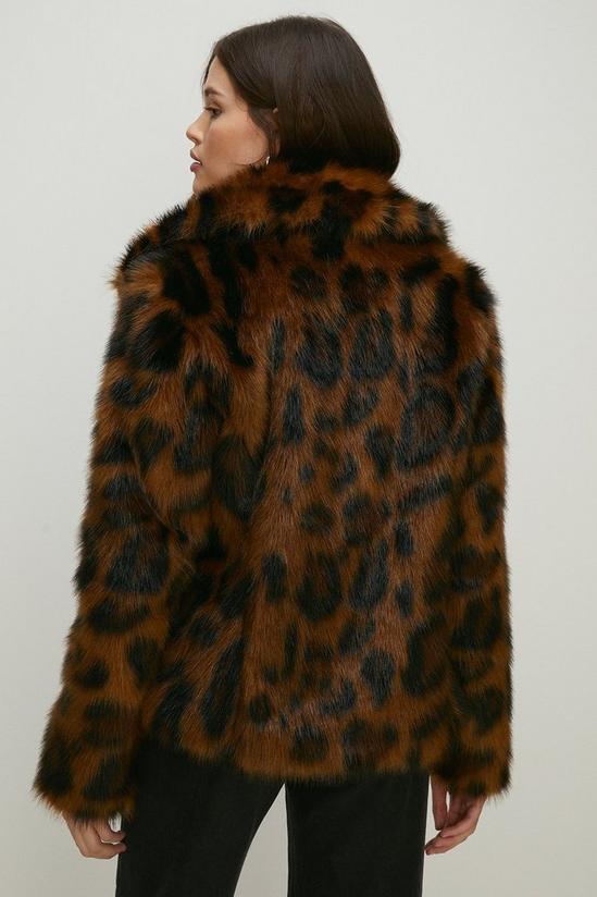 Oasis Animal Faux Fur Short Collared Coat 3