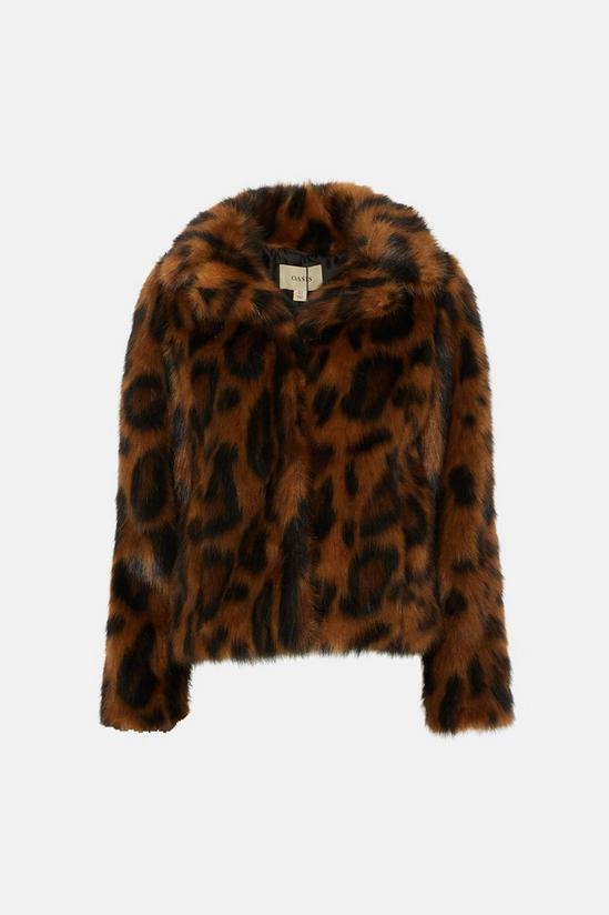 Oasis Animal Faux Fur Short Collared Coat 4
