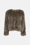Oasis Petite Stripe Faux Fur Collarless Coat thumbnail 4