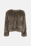 Oasis Stripe Faux Fur Collarless Coat thumbnail 4