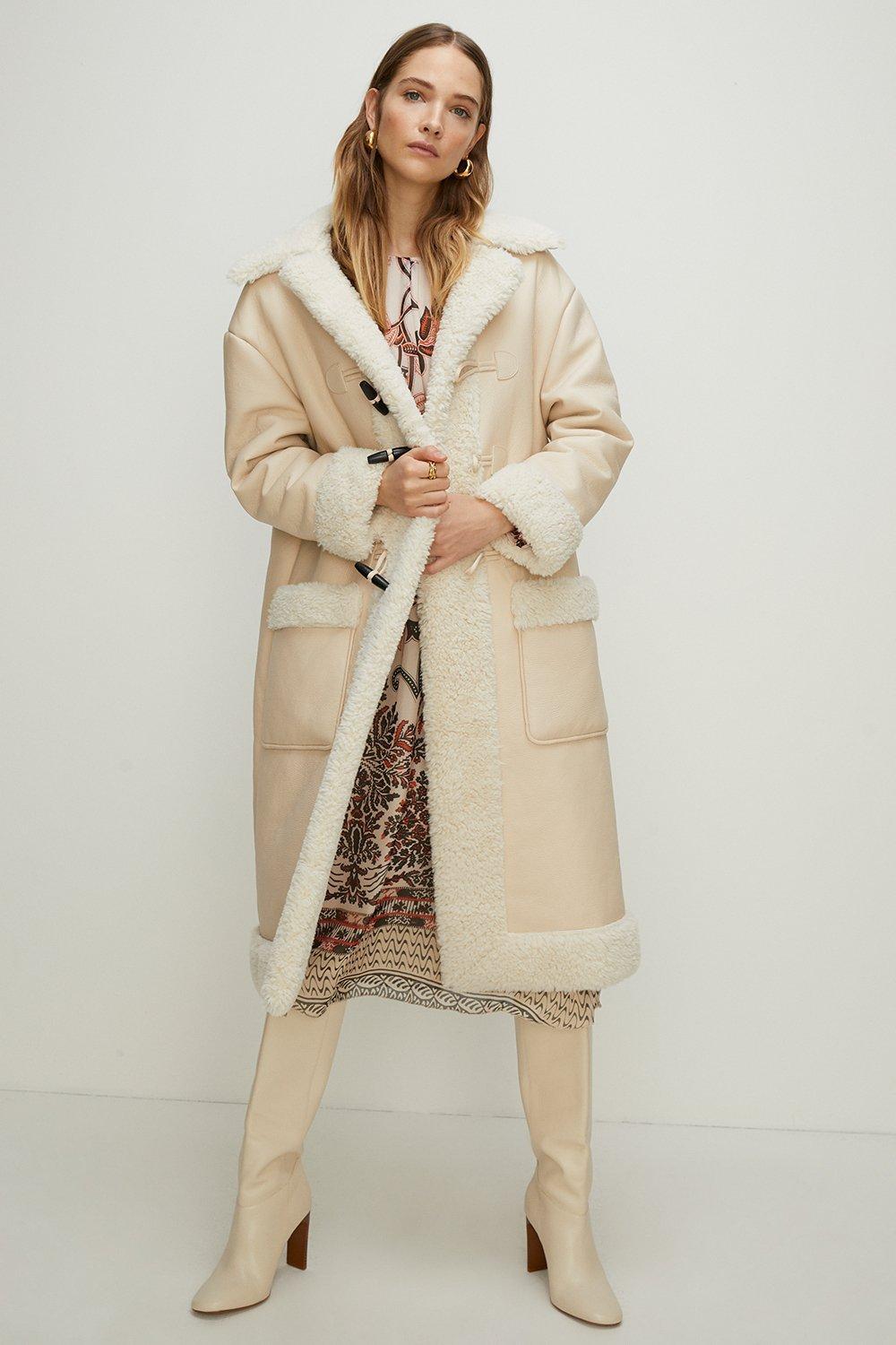 Jackets & Coats | Premium Faux Shearling Longline Duffle Coat | Oasis