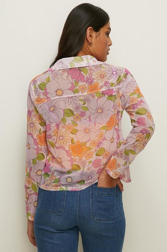 Oasis Retro Floral Printed Sheer Mesh Shirt 4