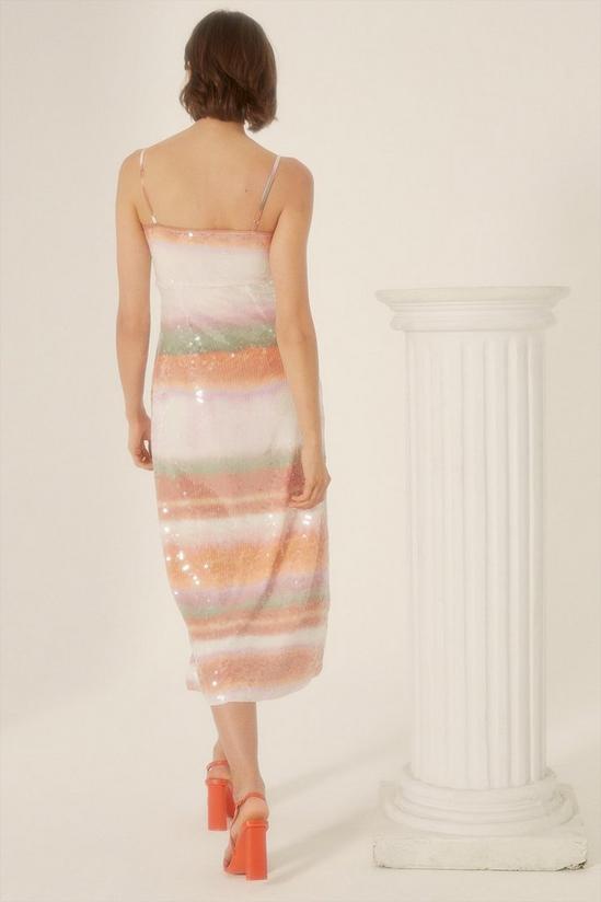 Oasis Sequin Blurred Stripe Strappy Midi Dress 3