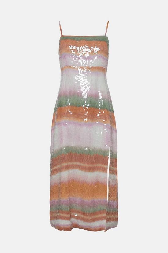 Oasis Sequin Blurred Stripe Strappy Midi Dress 4